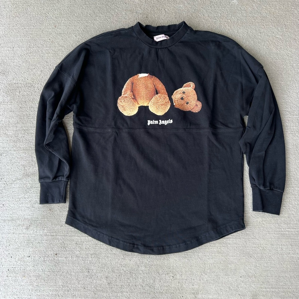 Palm Angels Men's Broken Bear Long Sleeve Graphic T-Shirt Size XS Black
